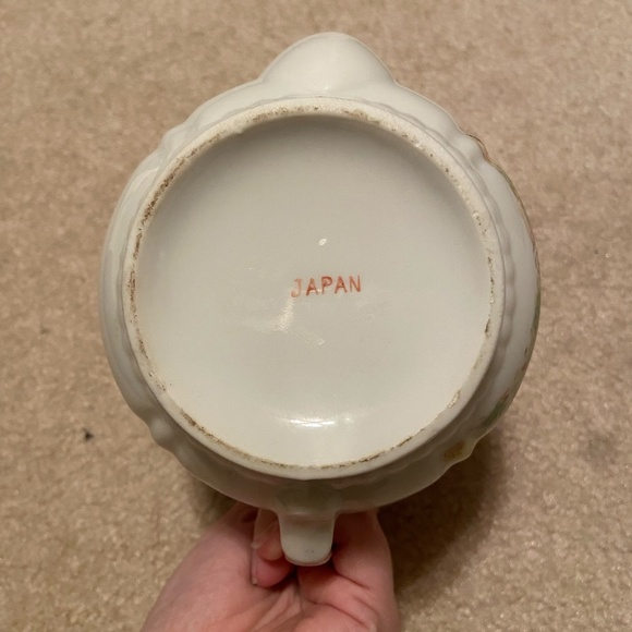 Porcelain Floral Teapot from Japan with Brown Trim - Picture 4 of 4